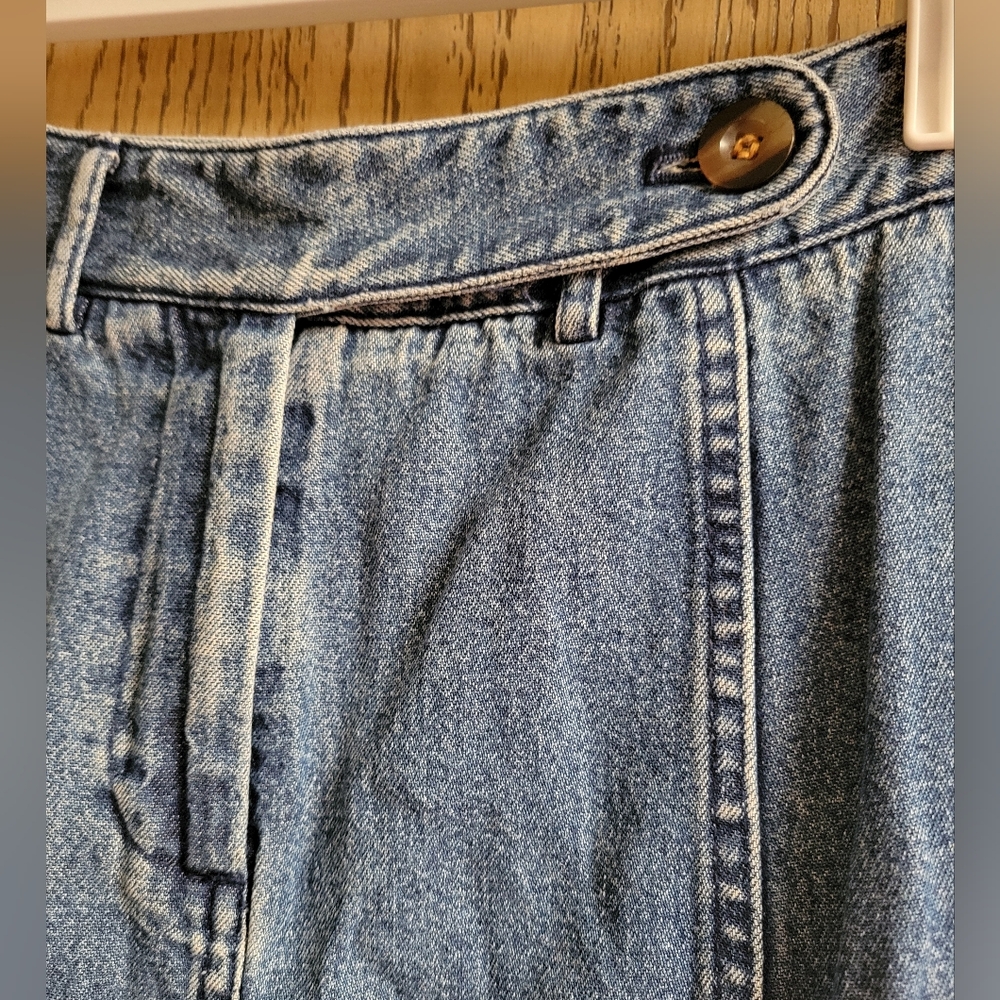 VTG 90s Y2K Charter Club PETITE Size 4P Denim Skirt Midi A-Line Retro Country - Picture 3 of 7